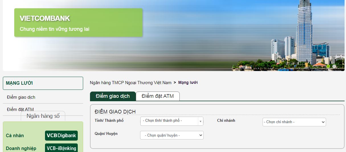 Tra Cứu Chi Nhánh, PGD, ATM Vietcombank