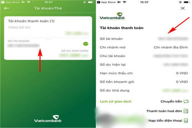 tra cuu so du tai khoan Vietcombank