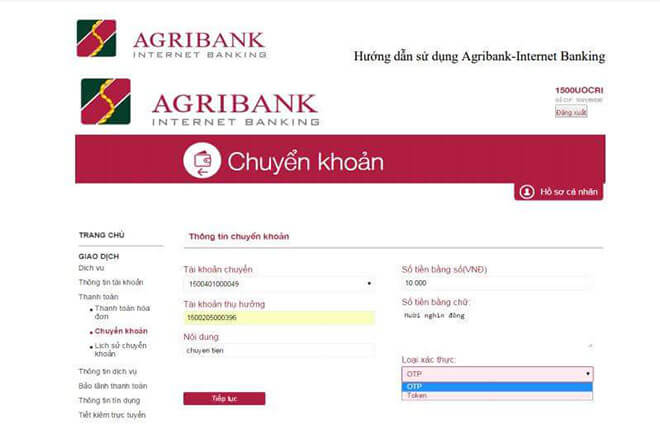 transfer money to agribank