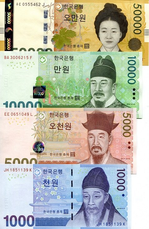 tiền giấy hàn quốc